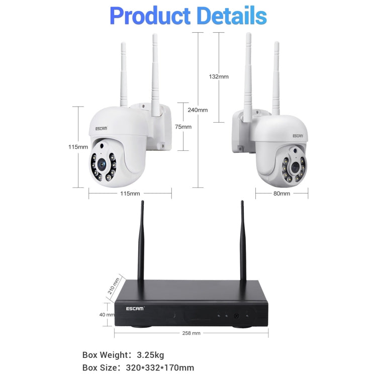 ESCAM WNK714 3.0 Million Pixels 4-channel HD Dome Camera NVR Wireless Monitoring Kit, AU Plug, SPC0100AU, SPC0100EU, SPC0100UK, SPC0100US ESCAM WNK714 3.0 Million Pixels 4-channel HD Dome Camera NVR Wireless Monitoring Kit, AU Plug, SPC0100AU, SPC0100EU, SPC0100UK, SPC0100US